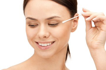 Fototapeta premium beautiful woman with cotton bud