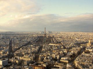 panorama of paris with a tower eiffel