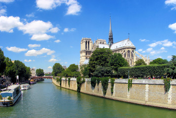 Fototapeta na wymiar panorama Paryża, katedry Notre Dame de Paris, Sekwany, b