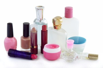 various cosmetics for women's beauty