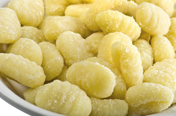 Fresh raw potato gnocchi closeup
