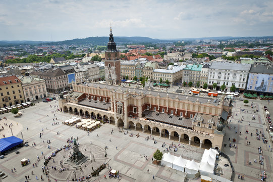 Fototapeta Old town in Krakow city panorama, Poland