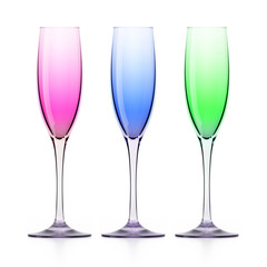 Three colorfull wineglasses on white