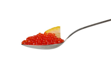 Teaspoon with red caviar