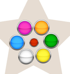 colored metalic circle buttons set isolated