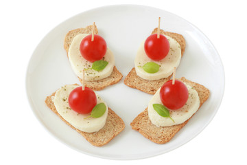 Toasts with cheese mozzarella