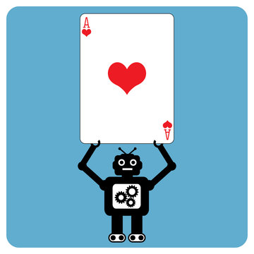 Modern robot with heart ace
