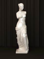 Ancient marble Statue of a nude Venus isolated on dark