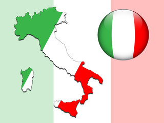 Vector illustration of italy flag on map and ball