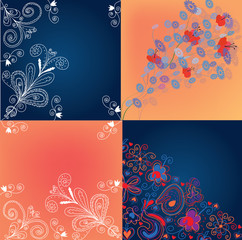 Set of decorational floral backgrounds