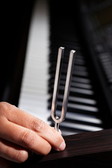 Piano and tuning fork