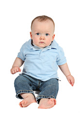 Cute Baby Boy posing for camera on white background