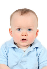 Cute Baby Boy posing for camera on white background