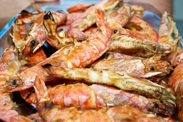 crayfishes cooked on the grill