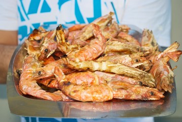 crayfishes cooked on the grill