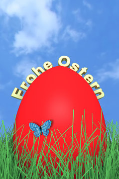Osterei Rot mit Schrift
