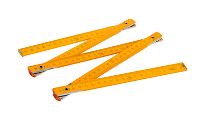 Wooden centimeter ruler, isolated on white background