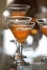 Desert glasses close up shot on party table