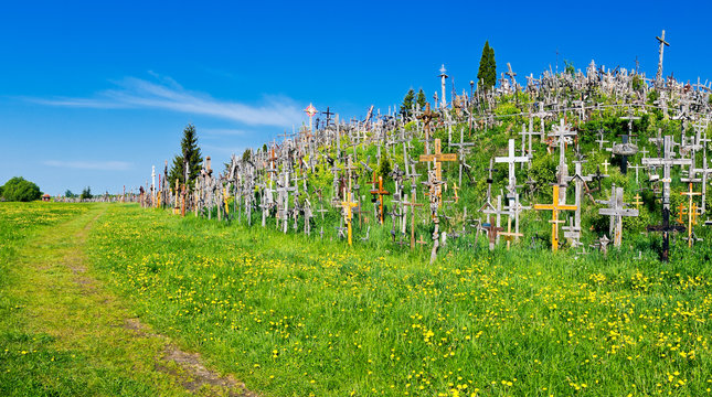 Panorama of Hill of Crosses, Lithuania