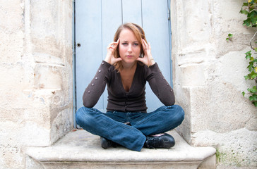 portrait of thinking woman