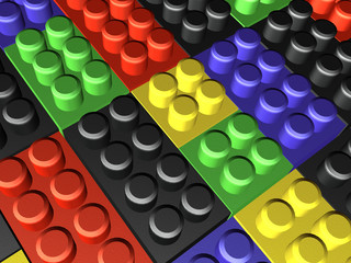 Grid of colorful interlocking plastic pieces