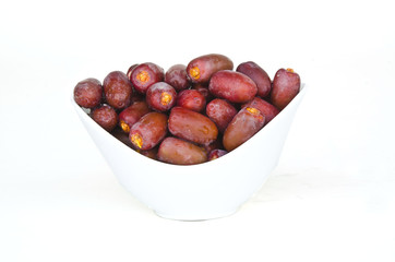 Plate of fresh date fruits