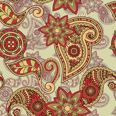 vector seamless hand drawn paisley pattern