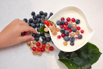 Fruchtdessert in Schale