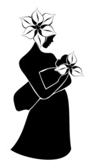 mother with baby with flowers in hear, love symbol