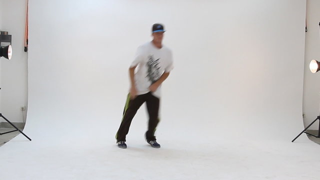 Teenager dancing breakdance in action
