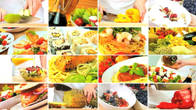 Montage of Healthy Daily Meal Choices