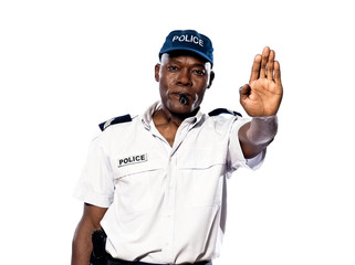Policeman making a stop gesture