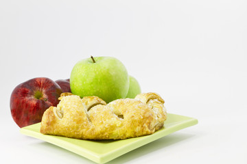 Apple strudel with red and green apples