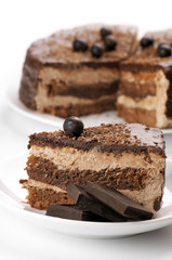 Homemade chocolate cake close-up