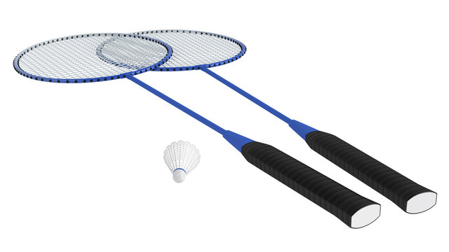 Two badminton racquets with shuttlecock