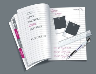 Web site template - sheet of paper with colorful bookmarks