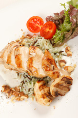 chicken fillet with vegetables and rice
