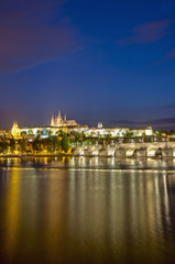 Fototapeta na wymiar Prague Castle and Vltava River at night