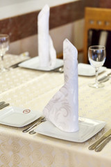 Tables set for meal