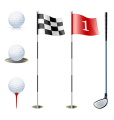 set of golf equipment vector