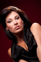 Fototapeta premium woman on a red background