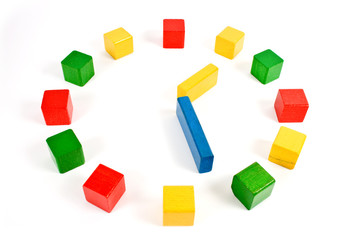 Fototapeta na wymiar colorful wooden toy clock