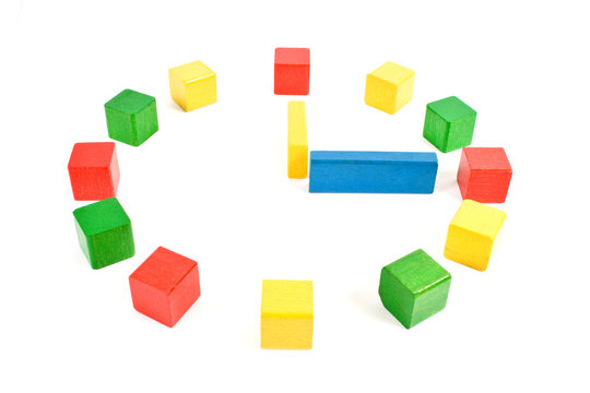 colorful wooden toy clock
