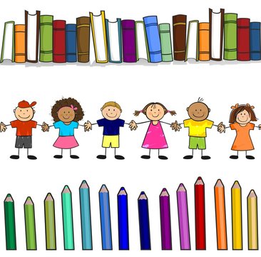 Bimbi libri e colori seamless