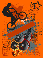 Grunge Bike Jump And Music - grunge vector illustration