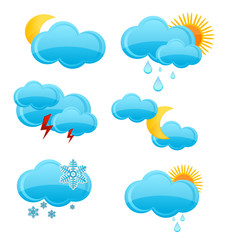 web and glass weather symbols set