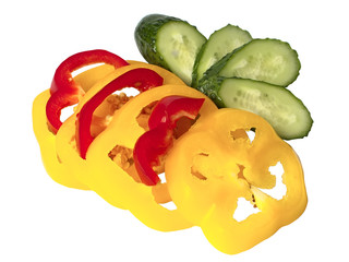 peppers, cucumber sliced
