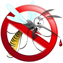 Peel and stick wall murals Draw Zanzara Tigre Cartoon Divieto-Mosquito Forbidden-Vector