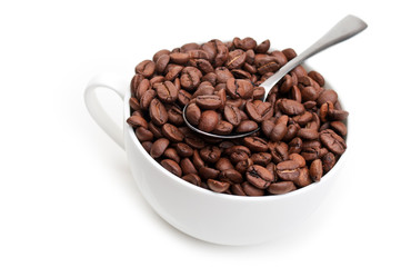 full cup with coffee beans