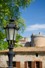 Fototapeta na wymiar Antique light pole at castle in France